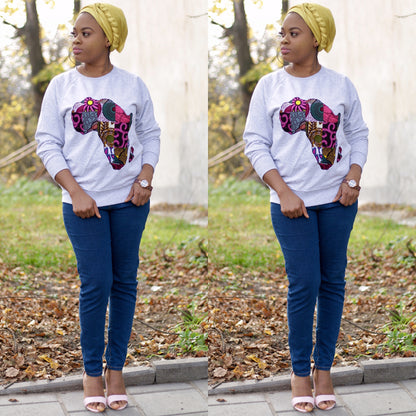 African map sweatshirt Grey Colour