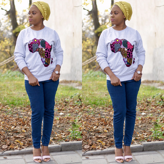 African map sweatshirt Grey Colour