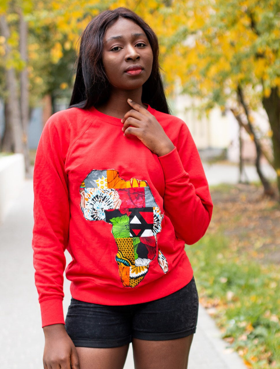 African map sweatshirt Red Colour