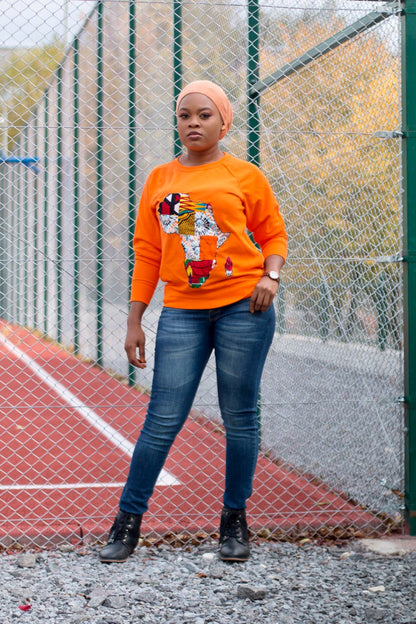 African map sweatshirt Orange Colour