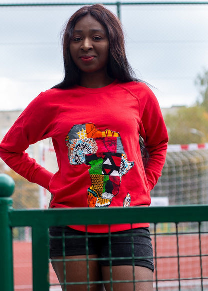 African map sweatshirt Red Colour