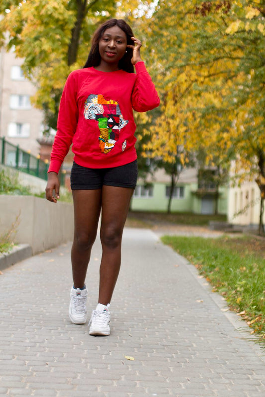 African map sweatshirt Red Colour