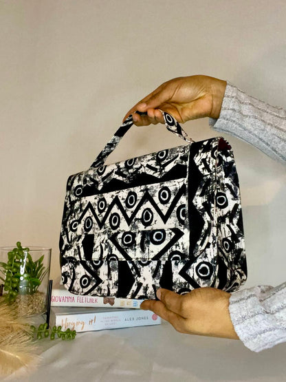 Roomie black& white Ankara bag