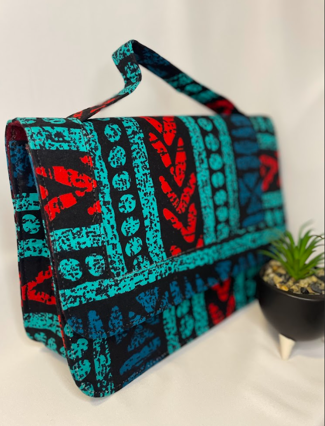 Zoe Teal green Ankara bag